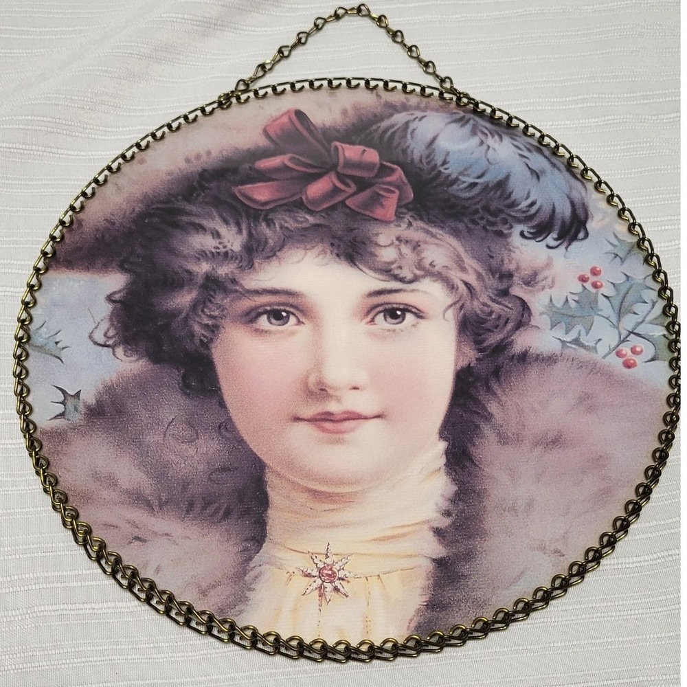 Gallery Graphics Victorian Woman Flue Cover Winter Portrait Wall Hanging 9 Inch
